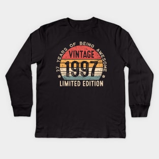 27th Birthday Vintage 1997 Men Women 27 Years Old Retro Kids Long Sleeve T-Shirt